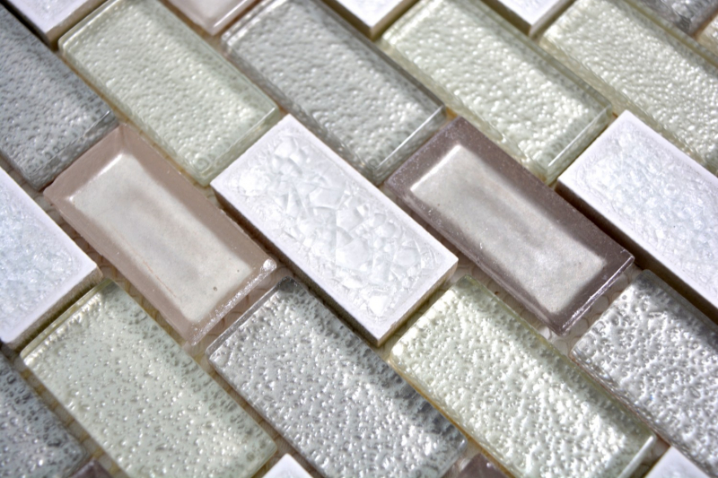 Piastrella di mosaico Ceramica traslucida bianca Brick Mosaico di vetro Ceramica cristallo bianco antico MOS83IC-0121_f