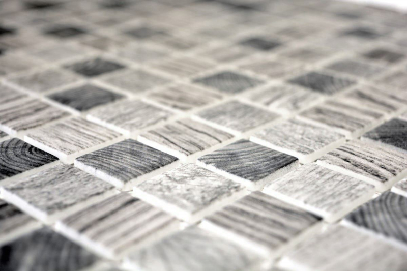 Mosaico di vetro Rivestimento sostenibile Riciclaggio texture legno grigio chiaro Backsplash di piastrelle MOS63-312