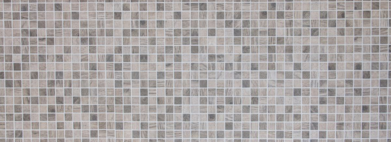 Mosaico di vetro Rivestimento sostenibile Riciclaggio texture legno grigio beige Schienale di piastrelle MOS63-324