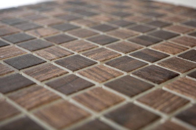 Mosaico di vetro Rivestimento sostenibile Riciclaggio texture legno marrone scuro Backsplash di piastrelle MOS63-410