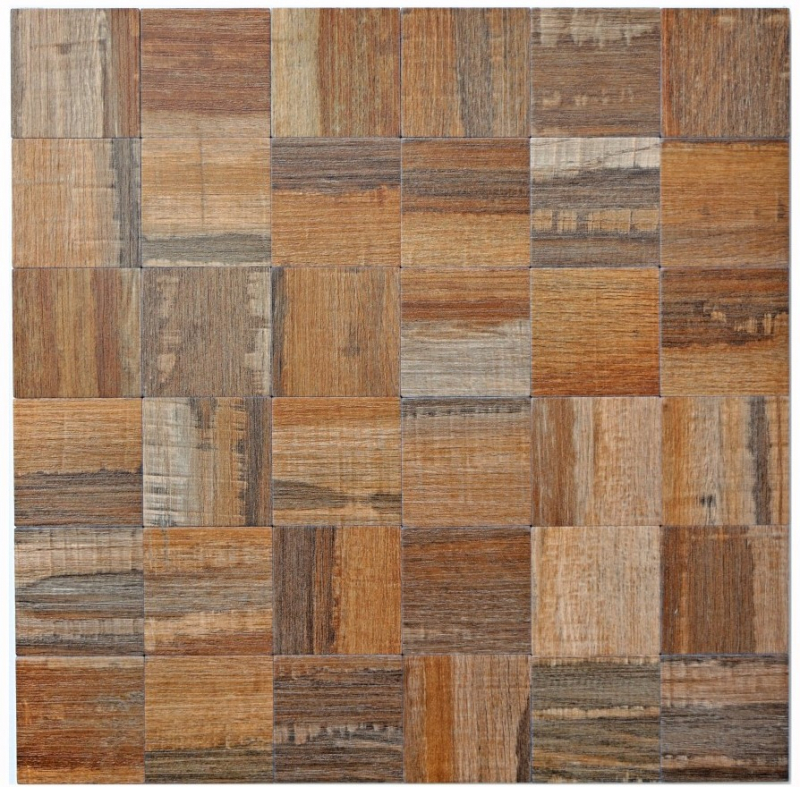 piastrella a mosaico autoadesiva ALU marrone metallo aspetto legno piastrelle scure backsplash MOS200-2122