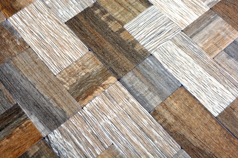 piastrella di mosaico autoadesiva ALU grigio beige metallo effetto legno backsplash MOS200-2322