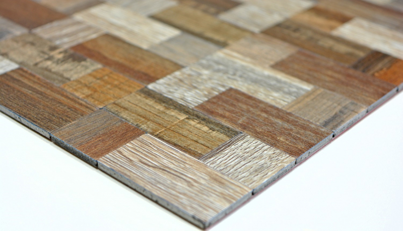 piastrella di mosaico autoadesiva ALU grigio beige metallo effetto legno backsplash MOS200-2322