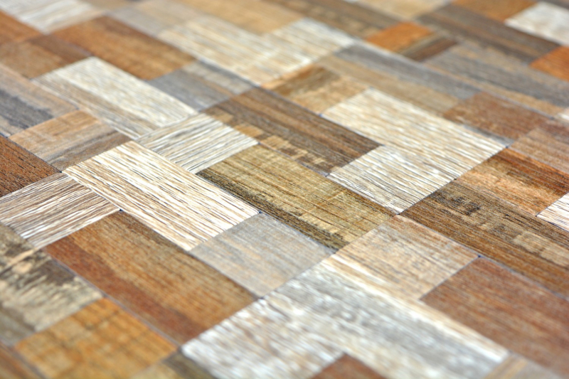 piastrella di mosaico autoadesiva ALU grigio beige metallo effetto legno backsplash MOS200-2322