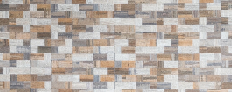 piastrella di mosaico autoadesiva ALU grigio beige metallo effetto legno backsplash MOS200-2322