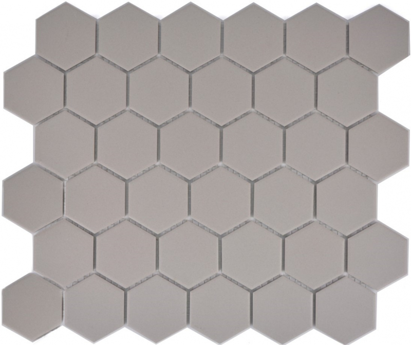 Piastrella di mosaico in ceramica esagonale grigio chiaro non smaltata MOS11B-0203-R10_f