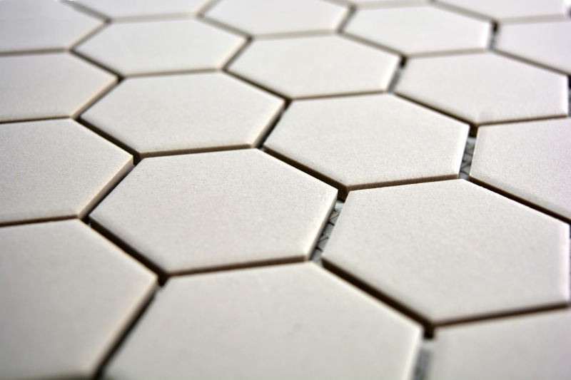 Piastrella di mosaico in ceramica esagonale grigio chiaro non smaltata MOS11B-0203-R10_f