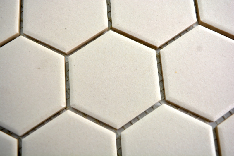 Piastrella di mosaico in ceramica esagonale beige chiaro non smaltata MOS11B-1202-R10_f