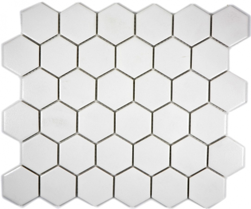 Piastrella di mosaico in ceramica esagonale bianca non smaltata MOS11B-0102-R10_f