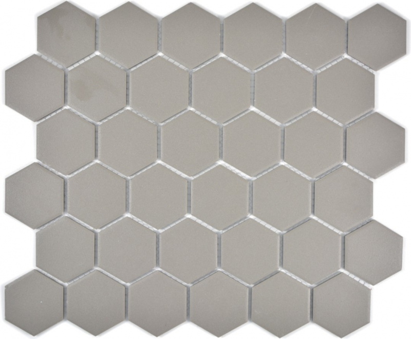 Piastrella di mosaico in ceramica esagonale grigio non smaltato MOS11B-0202-R10_f