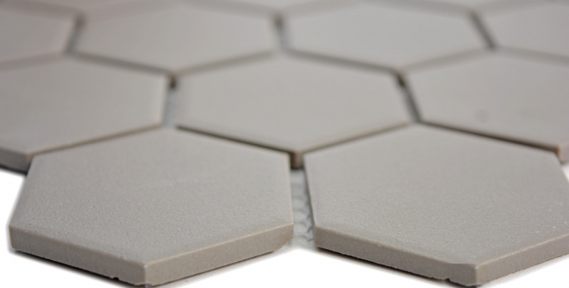 Piastrella di mosaico in ceramica esagonale grigio non smaltato MOS11B-0202-R10_f