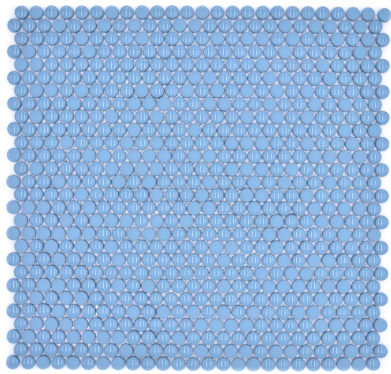 Pulsante mosaico Loop rotondo mosaico blu lucido opaco muro piastrelle backsplash cucina bagno MOS140-0411