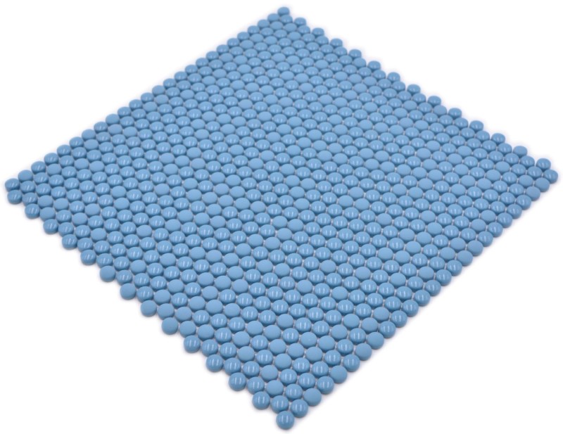 Pulsante mosaico Loop rotondo mosaico blu lucido opaco muro piastrelle backsplash cucina bagno MOS140-0411