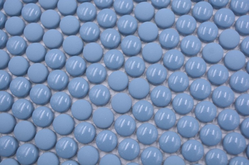 Pulsante mosaico Loop rotondo mosaico blu lucido opaco muro piastrelle backsplash cucina bagno MOS140-0411
