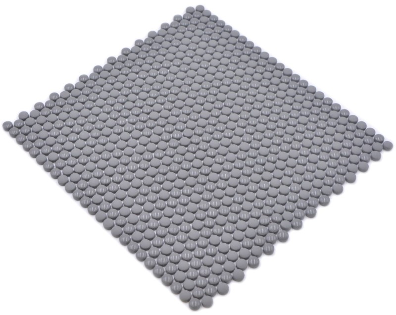 Pulsante mosaico Loop rotondo mosaico grigio lucido opaco muro piastrelle backsplash cucina bagno MOS140-0211