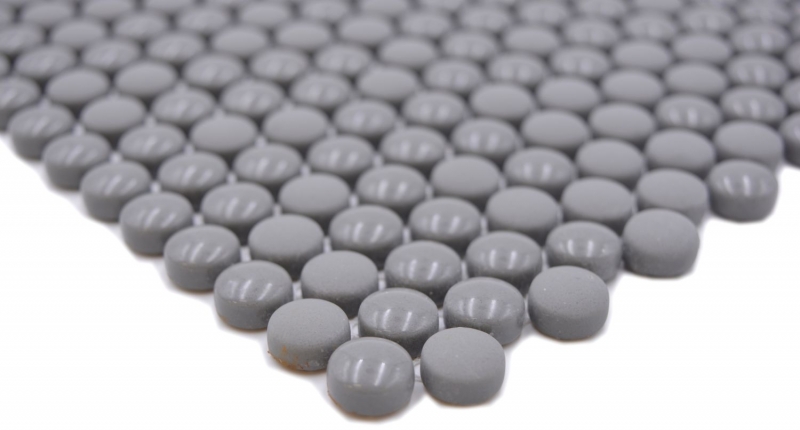 Pulsante mosaico Loop rotondo mosaico grigio lucido opaco muro piastrelle backsplash cucina bagno MOS140-0211