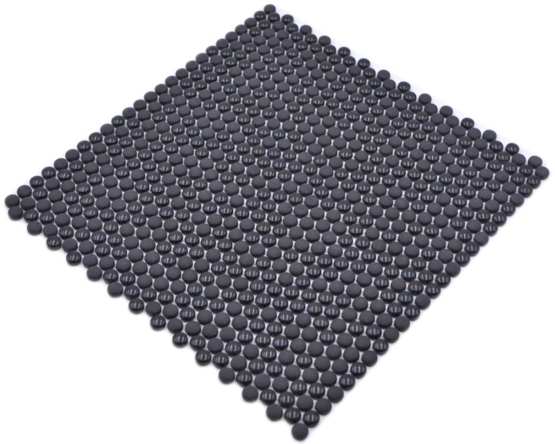 Mosaico di vetro Mosaico a bottoni nero lucido opaco Pavimento doccia Schermo doccia Rivestimento vasca da bagno