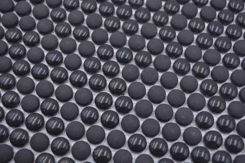 Mosaico di vetro Mosaico a bottoni nero lucido opaco Pavimento doccia Schermo doccia Rivestimento vasca da bagno