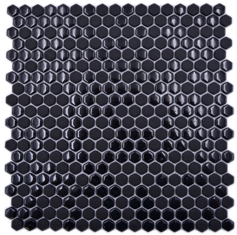 Mosaico di vetro esagonale esagonale mosaico nero lucido opaco piastrelle di mosaico muro piastrelle backsplash cucina bagno