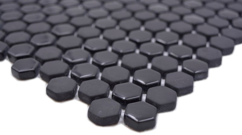 Mosaico di vetro esagonale esagonale mosaico nero lucido opaco piastrelle di mosaico muro piastrelle backsplash cucina bagno