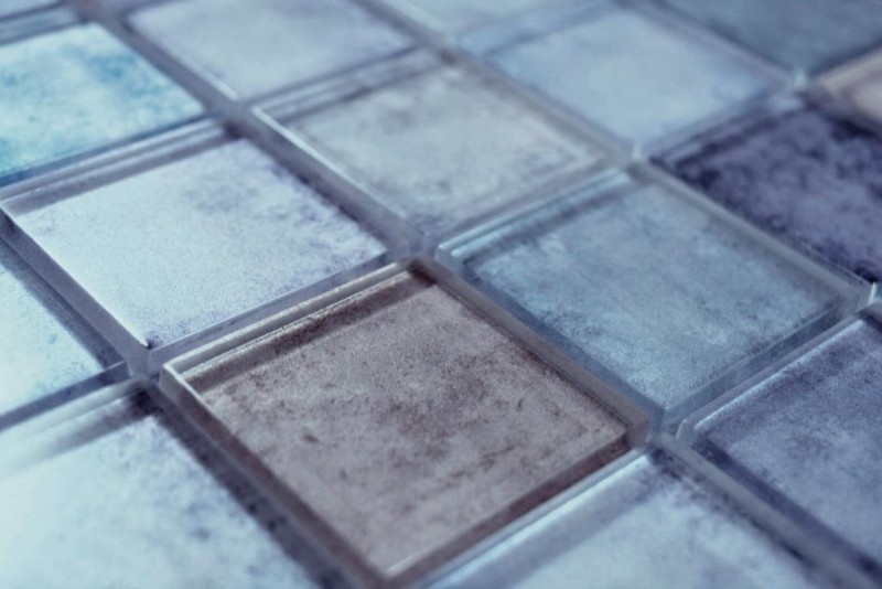Mosaico di vetro tessere di mosaico blu pastello viola crema iridescente piastrelle da parete backsplash cucina bagno