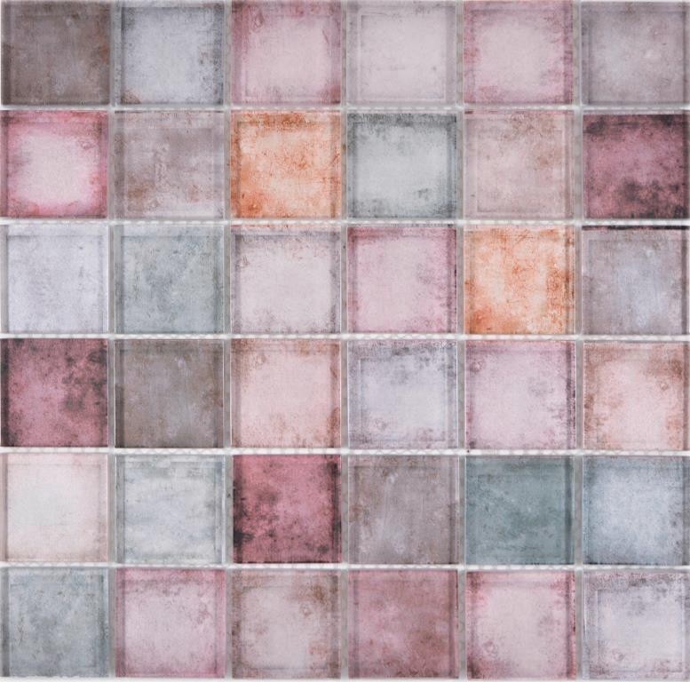 Mosaico di vetro piastrelle rosa marrone viola parete backsplash cucina bagno - MOS88-0412