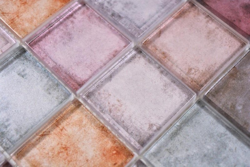 Mosaico di vetro piastrelle rosa marrone viola parete backsplash cucina bagno - MOS88-0412