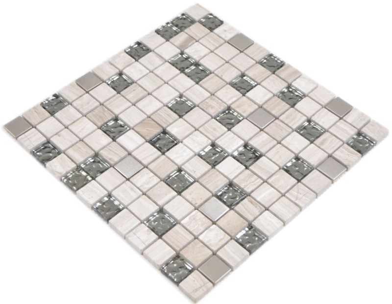 Pietra naturale rustica vetro mosaico piastrelle acciaio inox grigio bianco argento chiaro muro piastrelle backsplash cucina piastrelle bagno WC - MOS82-0108