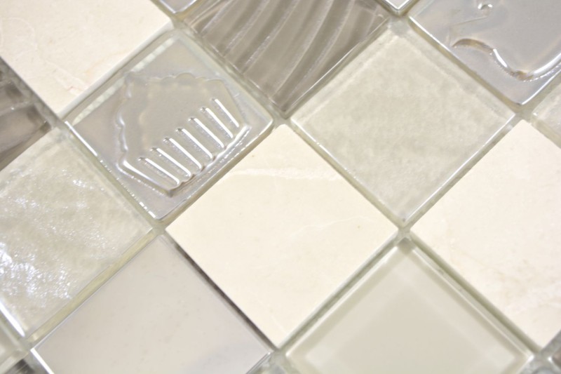 Mosaico di vetro piastrelle mosaico pietra mosaico acciaio rilievo beige crema fango muro piastrelle backsplash cucina bagno MOS88-1224