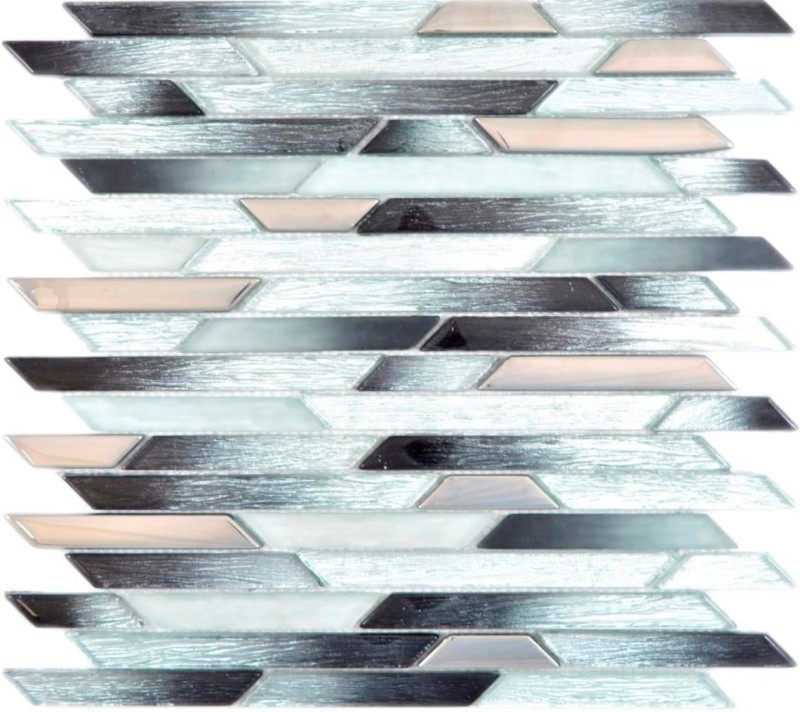 Mosaico di vetro aste mosaico piastrelle argento metallo antracite nero muro piastrelle backsplash cucina BAD MOS86-0203