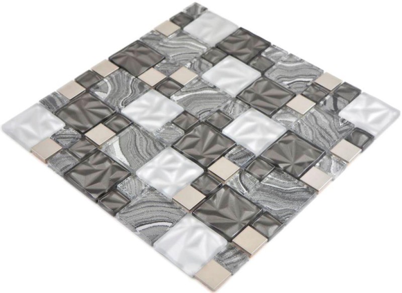 Piastrelle di vetro a mosaico acciaio grigio antracite nero rivestimento backsplash cucina bagno