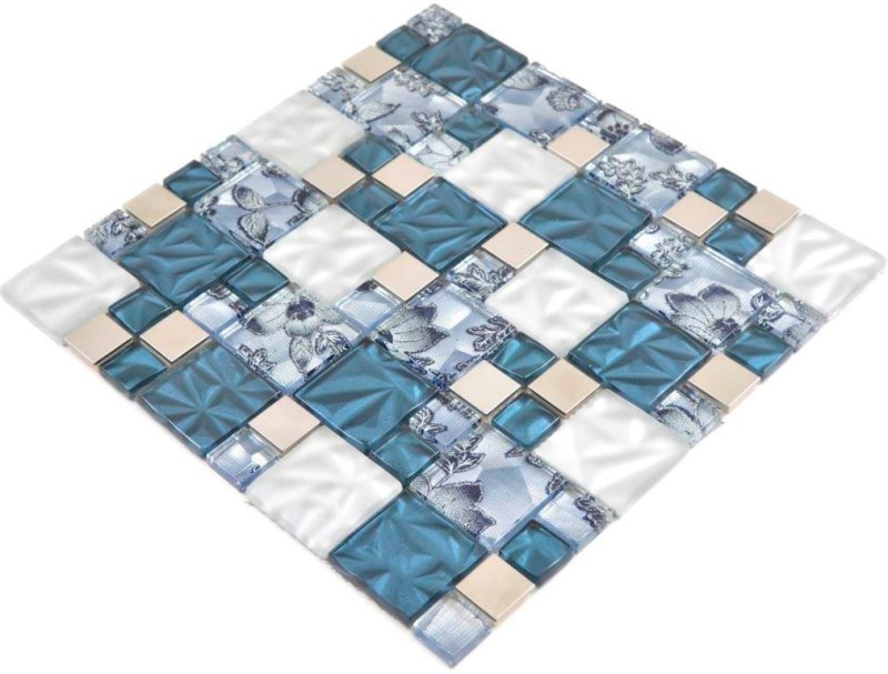 Piastrelle di vetro a mosaico acciaio grigio antracite blu rivestimento backsplash cucina bagno