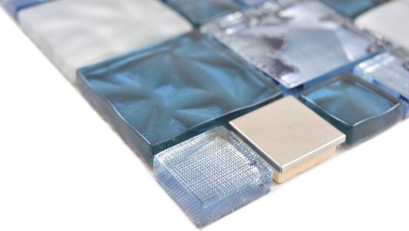 Piastrelle di vetro a mosaico acciaio grigio antracite blu rivestimento backsplash cucina bagno