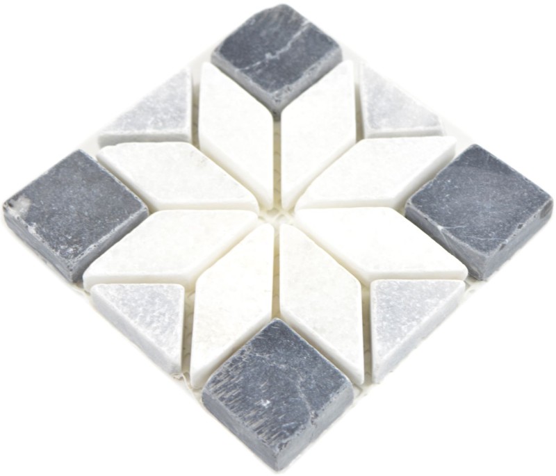 Mini intarsio in pietra naturale travertino decorazione marmo bianco grigio chiaro antracite pavimento sauna parete bagno cucina WC - MOSDEKO13