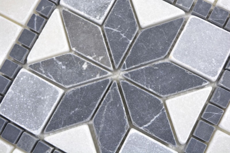 Pietra naturale intarsio decorazione marmo bianco grigio chiaro antracite travertino pavimento parete cucina piastrelle backsplash bagno WC - MOSDEKO58