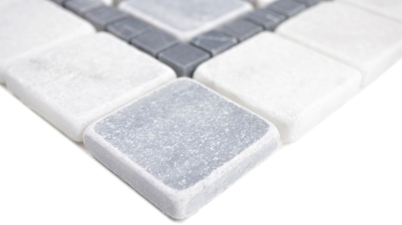 Pietra naturale intarsio decorazione marmo bianco grigio chiaro antracite travertino pavimento parete cucina piastrelle backsplash bagno WC - MOSDEKO58