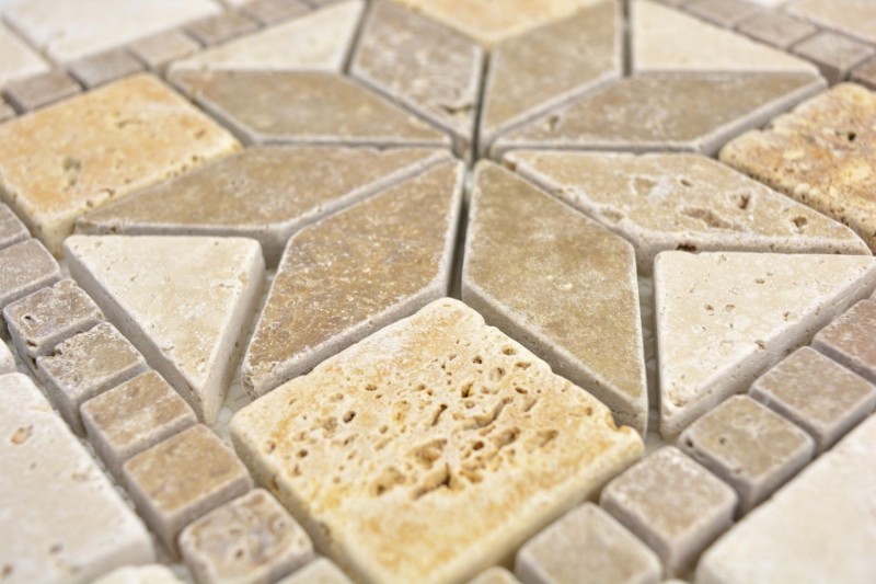 Intarsio di pietra naturale decoro giallo oro beige noce marrone travertino mosaico piastrelle pavimento parete piastrelle cucina - MOSDEKO80