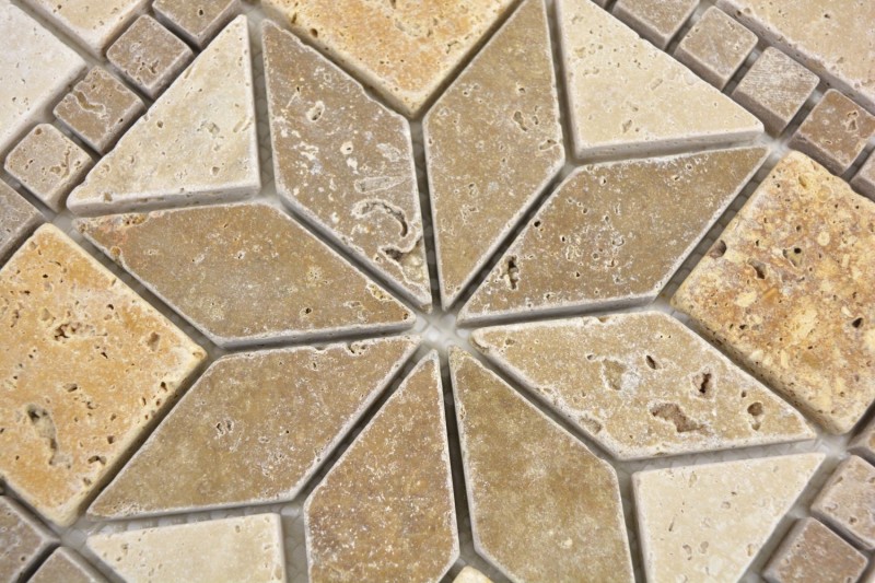 Intarsio di pietra naturale decoro giallo oro beige noce marrone travertino mosaico piastrelle pavimento parete piastrelle cucina - MOSDEKO80
