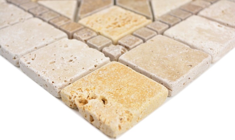 Intarsio di pietra naturale decoro giallo oro beige noce marrone travertino mosaico piastrelle pavimento parete piastrelle cucina - MOSDEKO80