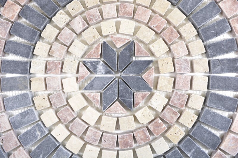 XL intarsio pietra naturale decoro rossoverona travertino beige nero antracite mosaico piastrelle muro pavimento cucina - MOSDEKO45
