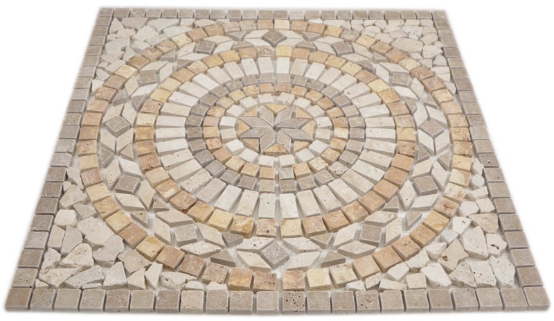 XL intarsio pietra naturale giallo oro beige chiaro noce marrone travertino mosaico piastrelle pavimento cucina parete bagno sauna - MOSDEKO79