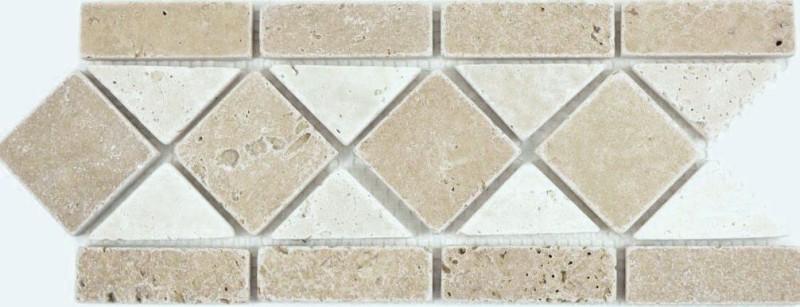 Travertino pietra naturale bordo beige crema cioccolato marrone noce parete pavimento doccia bagno cucina sauna - MOSBor-0246