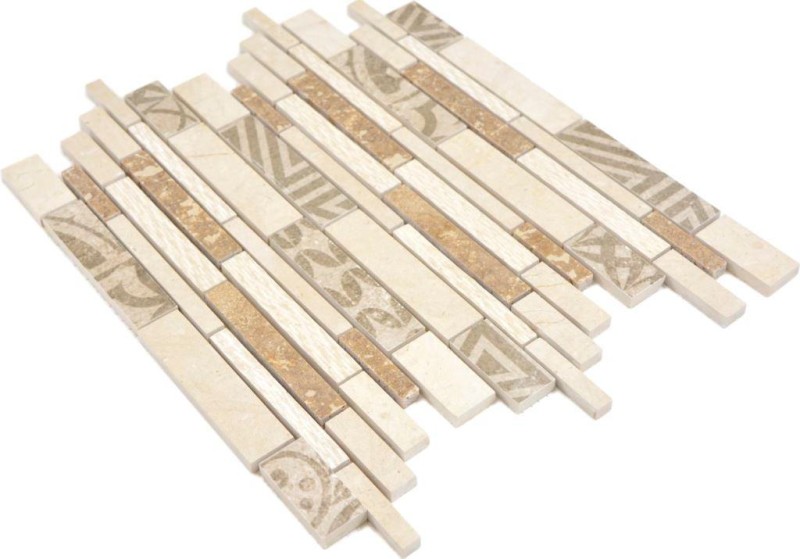 Piastrella di marmo mosaico ceramico beige crema parete backsplash bagno - MOS180-B0327B