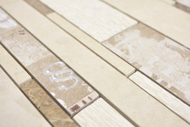 Piastrelle di marmo mosaico ceramico beige marrone parete backsplash bagno - MOS180-B03STB