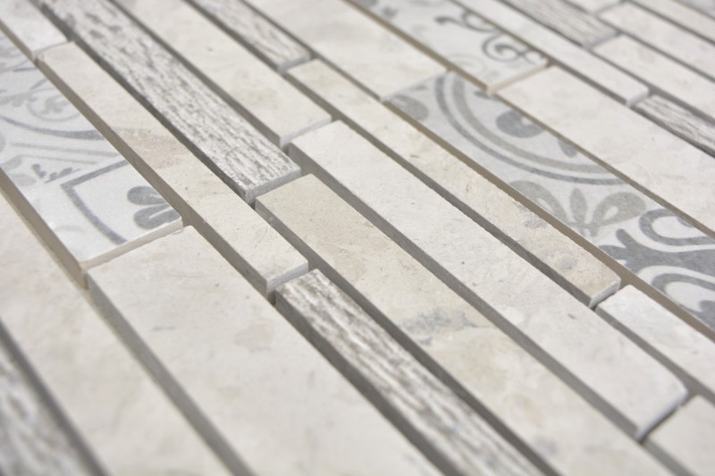 Mosaico di marmo in ceramica mosaico grigio crema backsplash - MOS180-C0727G