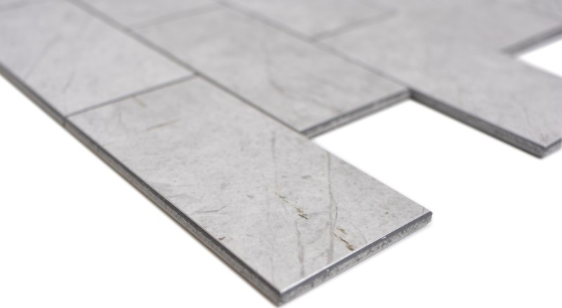 mosaico vinilico autoadesivo effetto pietra grigio Carrara look subway mosaico piastrelle parete backsplash cucina bagno MOS200-MLM