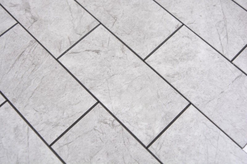 mosaico vinilico autoadesivo effetto pietra grigio Carrara look subway mosaico piastrelle parete backsplash cucina bagno MOS200-MLM