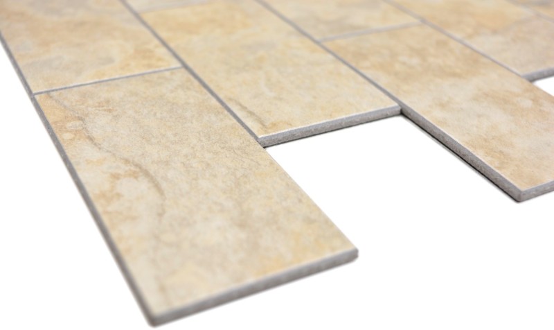 mosaico vinilico autoadesivo aspetto pietra beige subway mosaico piastrelle parete backsplash cucina bagno MOS200-4LB