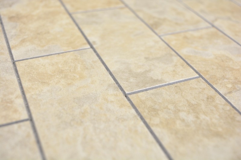 mosaico vinilico autoadesivo aspetto pietra beige subway mosaico piastrelle parete backsplash cucina bagno MOS200-4LB