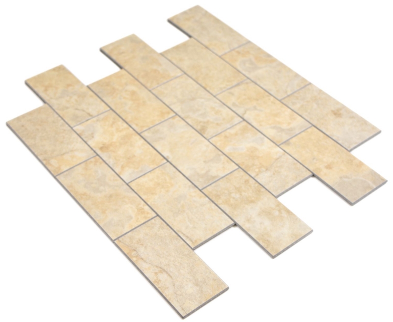 mosaico vinilico autoadesivo aspetto pietra beige subway mosaico piastrelle parete backsplash cucina bagno MOS200-4LB